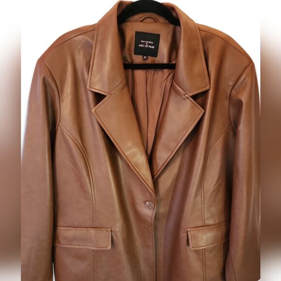 NWT Brown Vegan Leather Trench Coat With the Girls By Avec Les Filles Size 3X - Picture 4 of 15